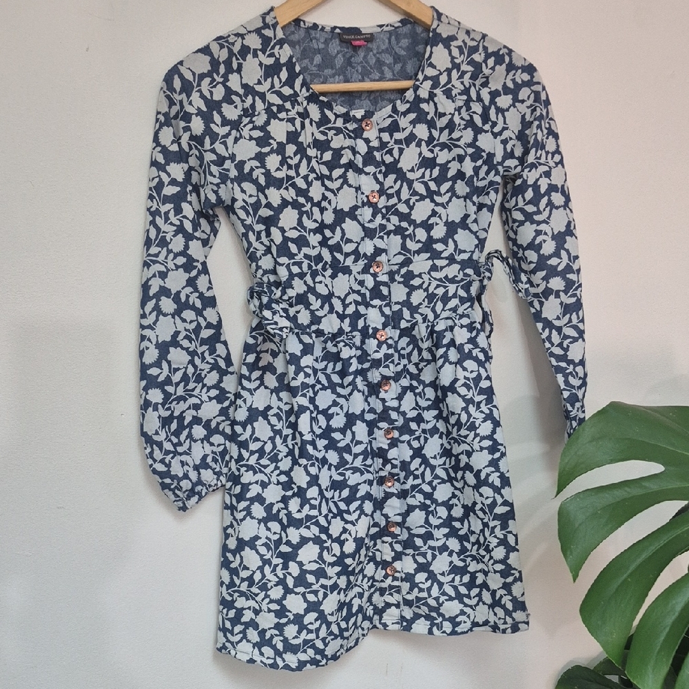 Vince Camuto Blue and White Floral Kids Dress